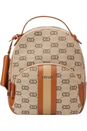Liu Jo Torebki, Kobieta, Beżowy, ONE SIZE, Skóra, Plecak Monogramowy