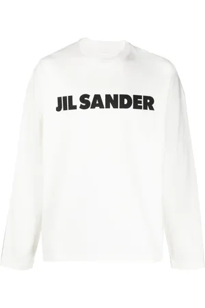 Jil Sander Bluzy, Mężczyzna, Biały, S, Bluza z nadrukiem logo z bawełny