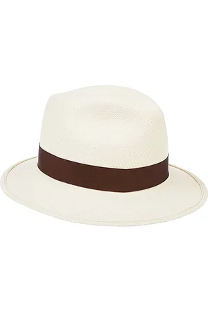 Borsalino Akcesoria, Mężczyzna, Biały, 60 CM, Brązowy kapelusz słomkowy z logo