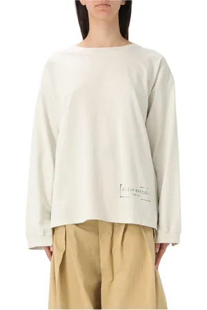 Maison Margiela Swetry, Kobieta, Beżowy, S, Elegancki Iwory Sweter z Długim Rękawem