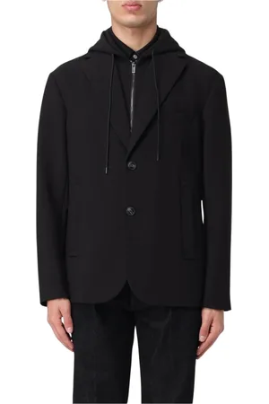 Emporio Armani Kurtki, Mężczyzna, Czarny, S, Czarny Blazer z Kapturem