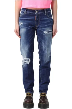 Dsquared2 Jeansy, Kobieta, Niebieski, M, Stylowe Rozdarte Niebieskie Jeansyy