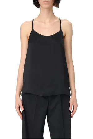 Twin-Set Koszulki, Kobieta, Czarny, M, Jedwabny Top Cami Elegancki Styl