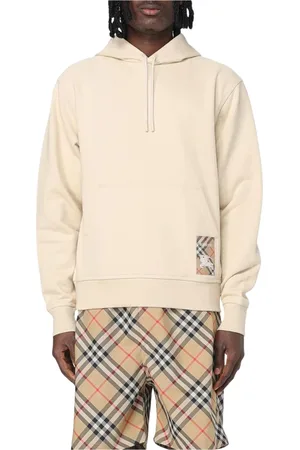 Burberry Bluzy, Mężczyzna, Beżowy, M, Bluza z kapturem z naszywką