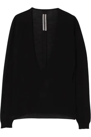 Rick Owens Swetry, Kobieta, Czarny, S, Beżowy Sweter Rozpinany z Dekoltem w Serek
