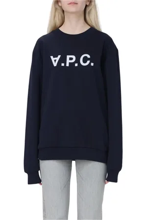A.P.C. Bluzy, Kobieta, Niebieski, L, Brązowy Bluza z Logo dla Kobiet