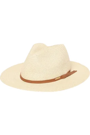 Barbour Akcesoria, Kobieta, Beżowy, S, Beżowy Kapelusz Fedora z Skórzanym Paskiem