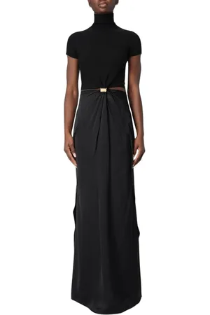 Sportmax Sukienki, Kobieta, Czarny, S, Czarna Satynowa Sukienka Maxi