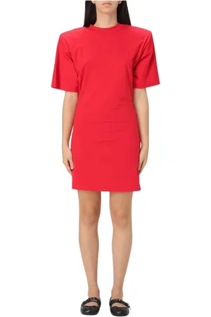 Pinko Sukienki, Kobieta, Czerwony, M, Elegancka Sukienka Midi z Rozszerzanym Dołem