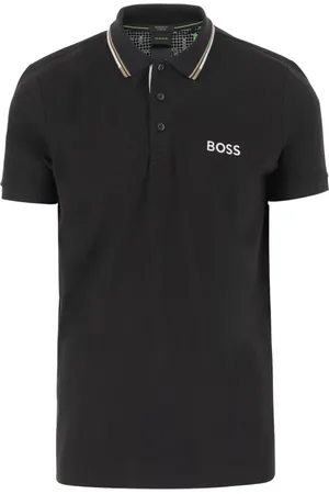 HUGO BOSS Koszulki, Mężczyzna, Czarny, M, Koszulka Polo z logo z mieszanki bawełny elastycznej