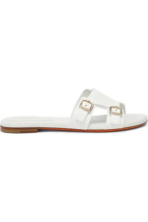 santoni Buty, Kobieta, Biały, 37 1/2 EU, Skórzane sandały na podwójnej sprzączce Didi dla kobiet