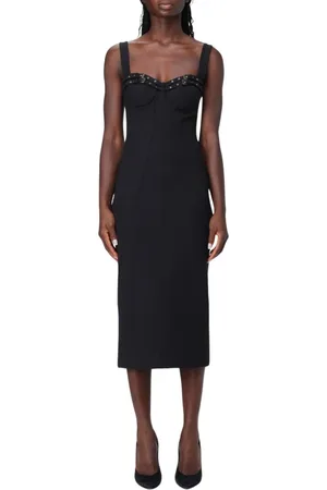 VERSACE Sukienki, Kobieta, Czarny, M, Elegancka Czarna Sukienka Midi
