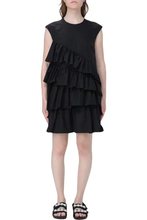 Msgm Sukienki, Kobieta, Czarny, S, Czarna Falbana Mini Sukienka Damska Elegancka