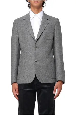 Emporio Armani Kurtki, Mężczyzna, Szary, L, Klasyczny Wełniany Blezer dla Mężczyzn
