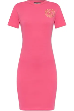 VERSACE Sukienki, Kobieta, Różowy, L, T-shirt z nadrukowanym logo