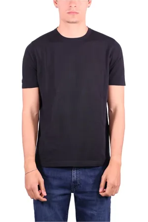 KANGRA CASHMERE Koszulki, Mężczyzna, Czarny, L, Czarna bawełniana koszulka i polo