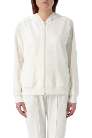 Brunello Cucinelli Bluzy, Kobieta, Beżowy, M, Luksusowy Zip Up Hoodie