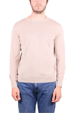 KANGRA CASHMERE Swetry, Mężczyzna, Beżowy, M, Bawełna, Crewneck Sweater