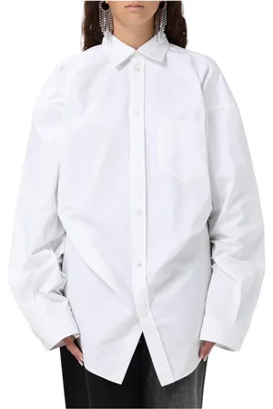 Balenciaga Bluzki, Kobieta, Biały, 2XS, Len, Biała Koszula Poplin Elegancki Styl