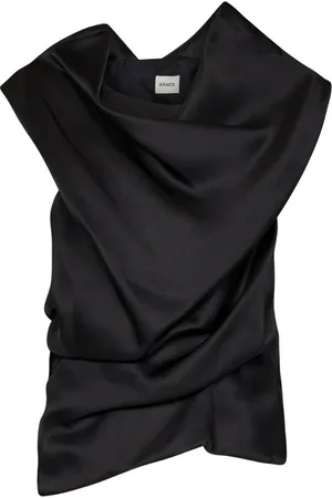 Khaite Koszulki, Kobieta, Czarny, S, Luola Cowl Neck Asymmetric Hem Top