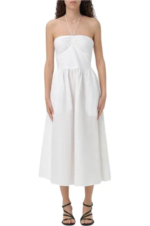 Armani Exchange Sukienki, Kobieta, Biały, 2XS, Biała Sukienka Halter Midi
