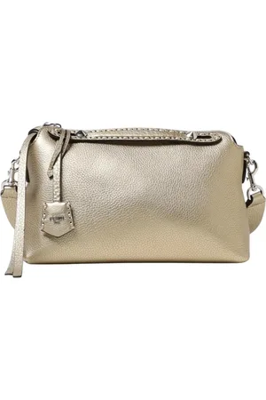 Fendi Torebki, Kobieta, Żółty, ONE SIZE, Metaliczna Skórzana Torba na Ramię