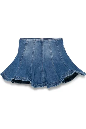 Msgm Spódnice, Kobieta, Niebieski, 2XS, Bawełna, Niebieska Spódnica Mini z Peplum