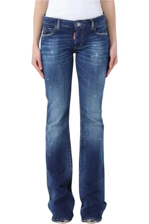 Dsquared2 Jeansy, Kobieta, Niebieski, M, Denim, Splatter Bootcut Jeansy