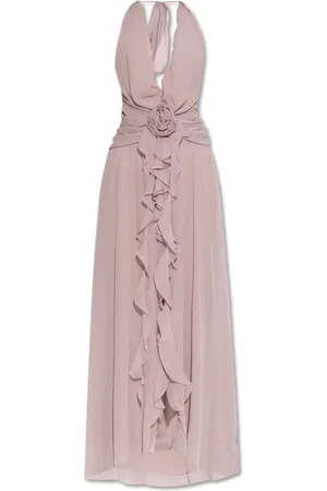 BLUMARINE Sukienki, Kobieta, Fioletowy, S, Jedwabna sukienka z odkrytymi plecami