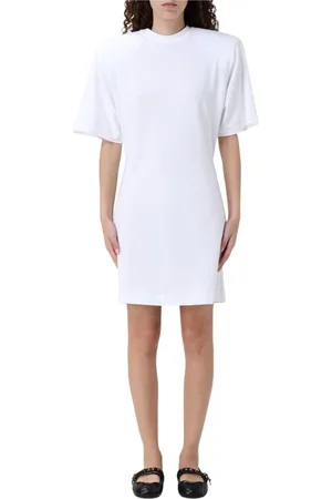 Pinko Sukienki, Kobieta, Biały, S, Elegancka Sukienka Midi z Rozkloszowanym Dołem