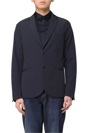 Armani Exchange Kurtki, Mężczyzna, Niebieski, L, Klasyczny Dwurzędowy Marynarka Męska
