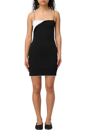 Jacquemus Sukienki, Kobieta, Czarny, S, Elegancka Czarna Asymetryczna Mini Sukienka