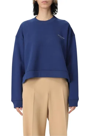 Serafini Bluzy, Kobieta, Niebieski, S, Niebieski Cropped Sweatshirt dla Kobiet