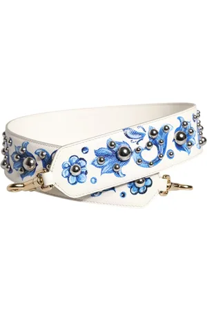 Dolce & Gabbana Torebki, Kobieta, Wielobarwność, ONE SIZE, Niebieski Kwiatowy Pasek na Ramię ze Skóry