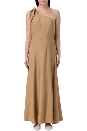 HANITA Sukienki, Kobieta, brązowy, XS, Elegancka Sukienka Maxi z Węzłowym Detalem