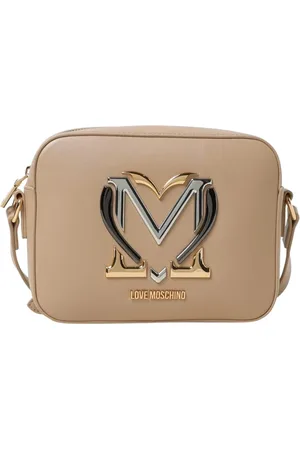 Moschino Torebki, Kobieta, Beżowy, ONE SIZE, Elegancka Torba na Ramię z Logo Serca