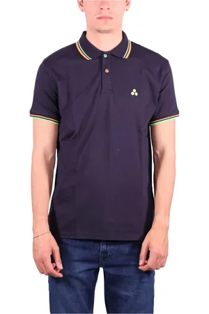 Peuterey Koszulki, Mężczyzna, Niebieski, XL, Niebieski Polo z Bawełny z Fluorescencyjnymi Szczegółami