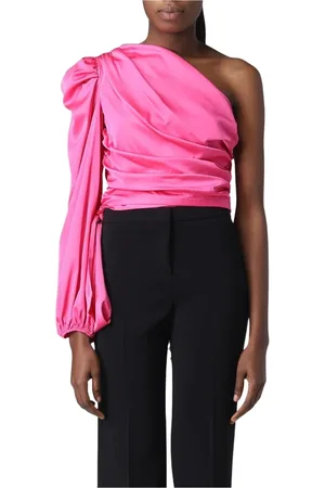 Pinko Bluzki, Kobieta, Różowy, 2XS, Fuchsia One Shoulder Satin Top