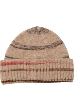 Baum und Pferdgarten Akcesoria, Kobieta, brązowy, ONE SIZE, Brązowy Pasiasty Wełniany Beanie Czapka