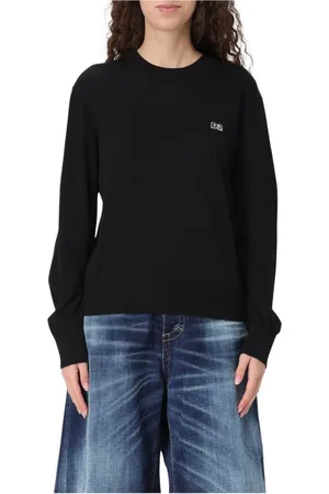 Dsquared2 Swetry, Kobieta, Czarny, S, Biała Bawełniana Sweter