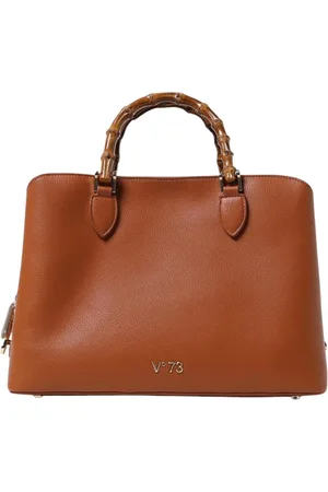 V°73 Torebki, Kobieta, brązowy, ONE SIZE, Bambus, Torba ze skóry z uchwytem z bambusa