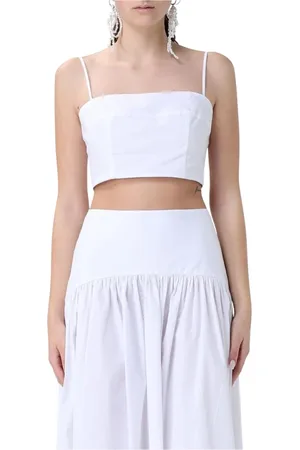 Staud Koszulki, Kobieta, Biały, S, Elegancki Biały Crop Top