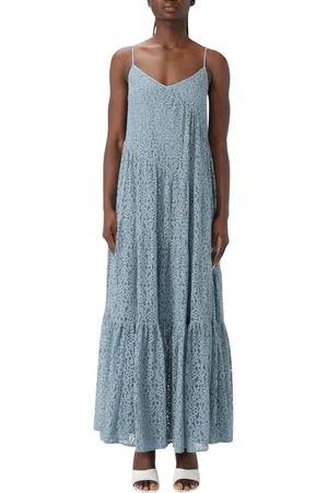 Michael Kors Sukienki, Kobieta, Niebieski, 2XS, Elegancka Koronkowa Sukienka Maxi