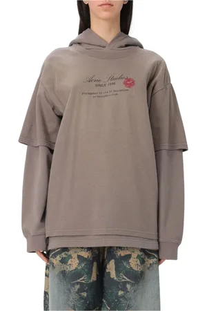 Acne Studios Bluzy, Kobieta, Szary, S, Szara Bluza z Podwójną Warstwą