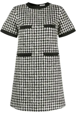Moncler Sukienki, Kobieta, Czarny, S, Houndstooth Maxi Sukienka Elegancka Nowoczesna