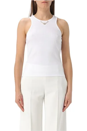 Twin-Set Koszulki, Kobieta, Biały, XL, Elegancki Dzianinowy Top