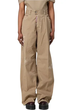 Dsquared2 Spodnie, Kobieta, Beżowy, XS, High-Waist Tapered Pants