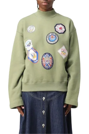 Kenzo Bluzy, Kobieta, Zielony, M, Zielony Sweter z Patchworkiem