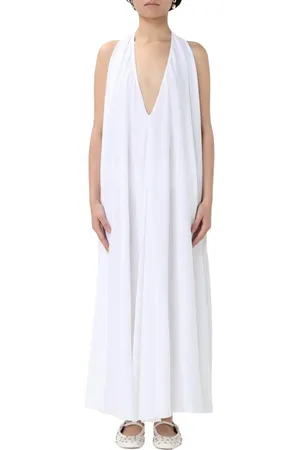 Jacquemus Sukienki, Kobieta, Biały, S, Niebieska Sukienka Midi z Marszczeniami Elegancki Styl