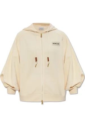 Moncler Bluzy, Kobieta, Beżowy, XS, Bluza z naszywką z logo